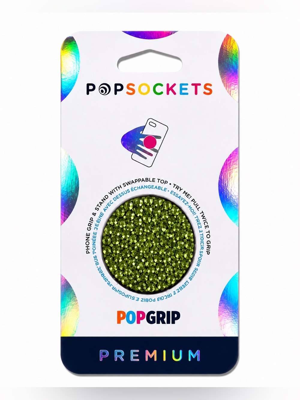 Olive Green Luxe Crystals PopSocket Phone Holder Grip New